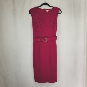 Cache Pink Belted Dress Sleeveless Barbiecore Size 4 Fully Lined Colorful Preppy